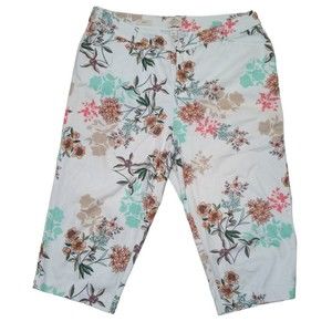 WOMENS ST JOHNS BAY CROPPED CAPRI PANTS Pockets MULTI COLOR FLORAL 18 Stretch